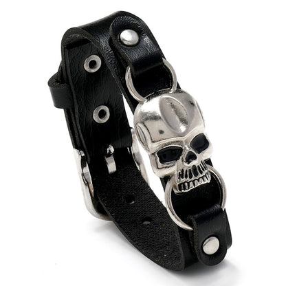 Simple Skull Leather Bracelet Personalized Trendy Street Hand Jewelry(Black) - Bracelets by PMC Jewellery | Online Shopping South Africa | PMC Jewellery | Buy Now Pay Later Mobicred