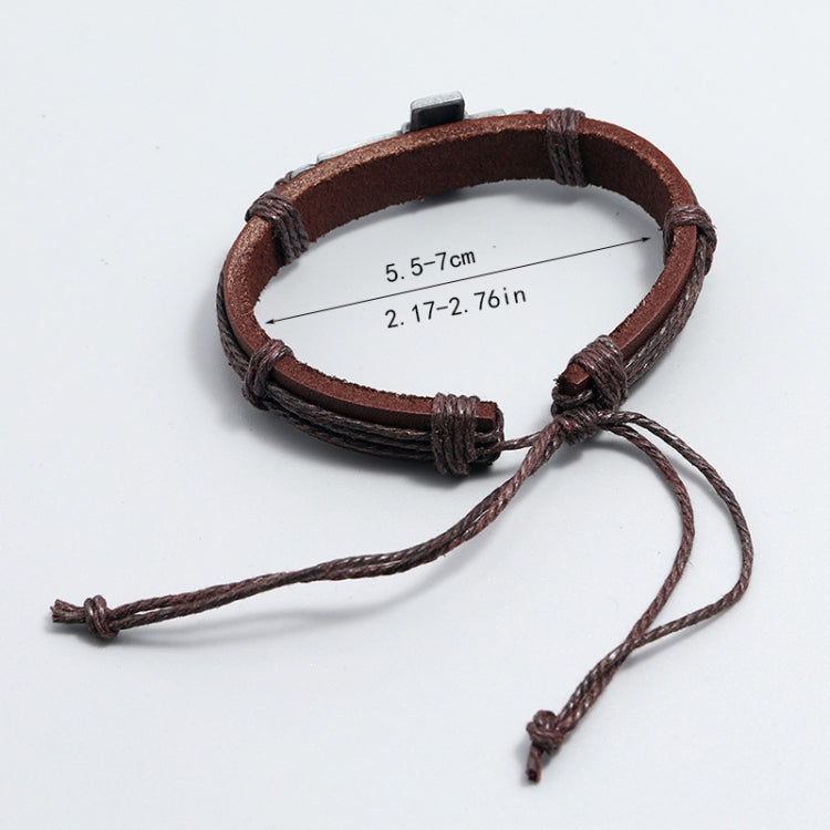 Personalized Vintage Braided Leather Bracelet Simple Pull-Out Adjustable Cross Bracelet - Bracelets by PMC Jewellery | Online Shopping South Africa | PMC Jewellery | Buy Now Pay Later Mobicred