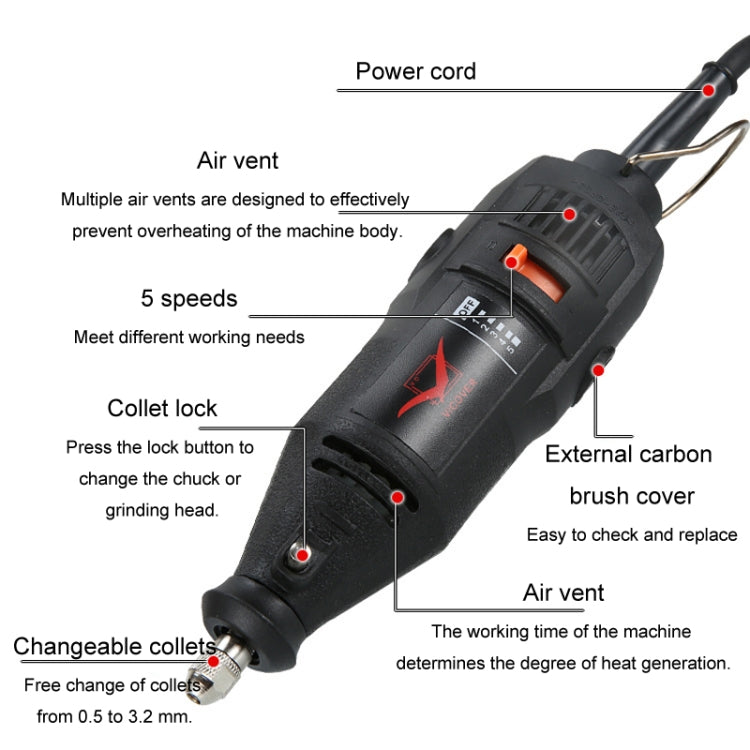 VICOVER Small Adjustable Speed Electrical Grinder Set Jade Carving Pen Polishing Tool EU Plug, Model: 100pcs Parts - Abrasive Tools & Accessories by VICOVER | Online Shopping South Africa | PMC TechLife | Buy Now Pay Later Mobicred