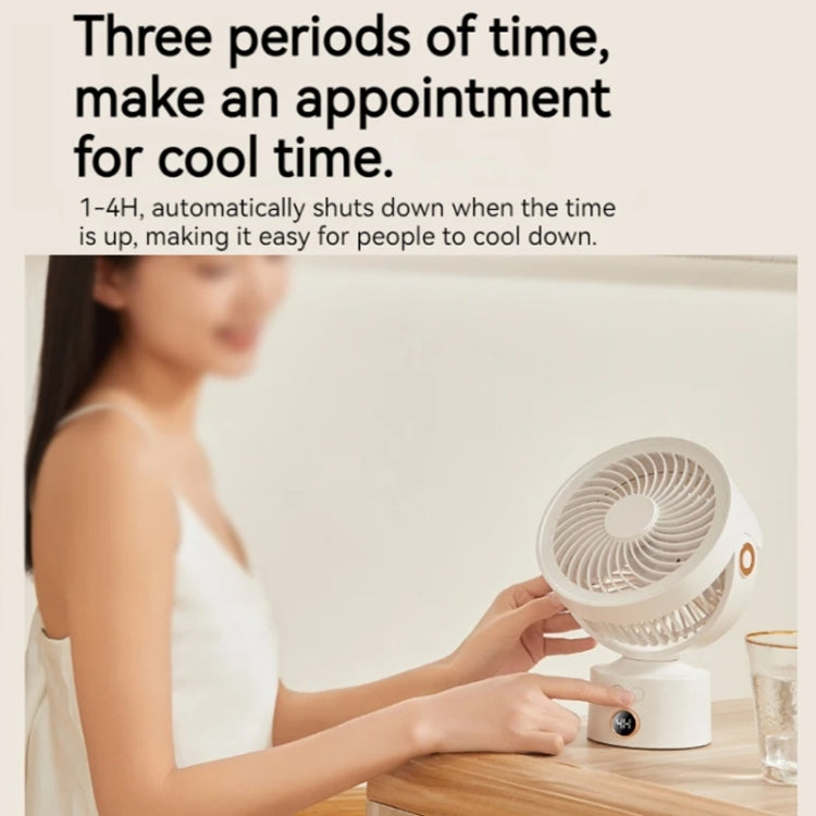 WT-F70  Oscillating Desk Fan  3-Speed Digital  Display, 4-Hour Timer, Adjustable Tilt Angle, Built-In 4000 MAh Battery(White) - Electric Fans by PMC Jewellery | Online Shopping South Africa | PMC Jewellery | Buy Now Pay Later Mobicred