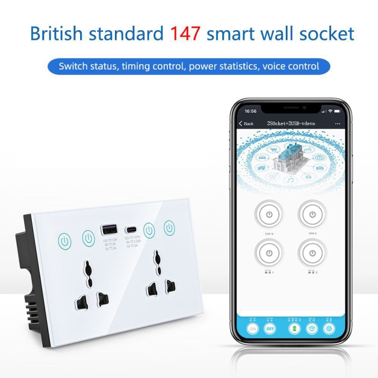 Graffiti Smart Socket With Switch USB+Type-C Dual Port Remote Control Socket, UK Plug, Style: ZigBee White - Smart Socket by PMC Jewellery | Online Shopping South Africa | PMC Jewellery | Buy Now Pay Later Mobicred