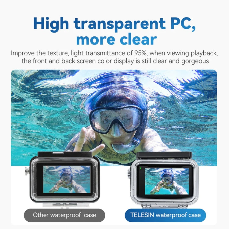 For DJI Osmo Action 3 / 4 TELESIN OA-WTP-003 45m Waterproof Shell Sealed Diving Case - Case & Bags by TELESIN | Online Shopping South Africa | PMC TechLife | Buy Now Pay Later Mobicred