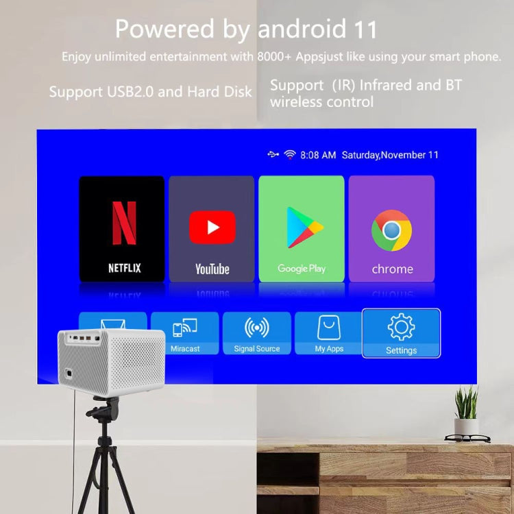 M10 Plus 1280x720P Projector 2.4G / 5G WIFI Bluetooth 5.2 Android 11 System Home Cinema EU Plug - Mini Projector by PMC TechLife | Online Shopping South Africa | PMC TechLife | Buy Now Pay Later Mobicred