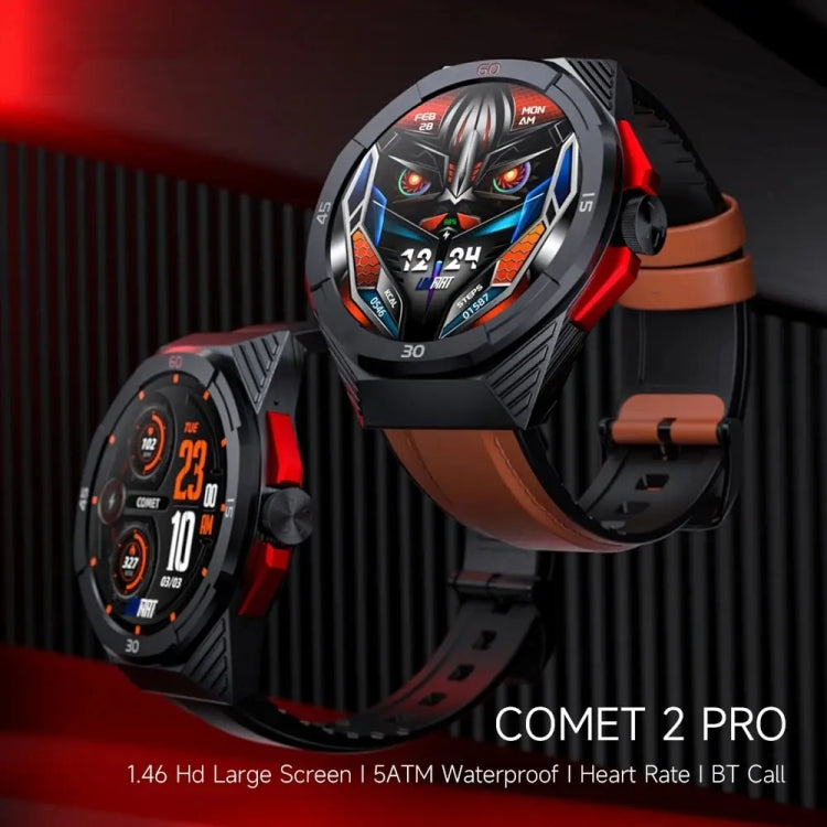 LOKMAT COMET2 PRO 1.46-Inch 5ATM Waterproof Bluetooth Call Smart Watch, Color: Black Leather - Smart Watches by LOKMAT | Online Shopping South Africa | PMC Jewellery | Buy Now Pay Later Mobicred