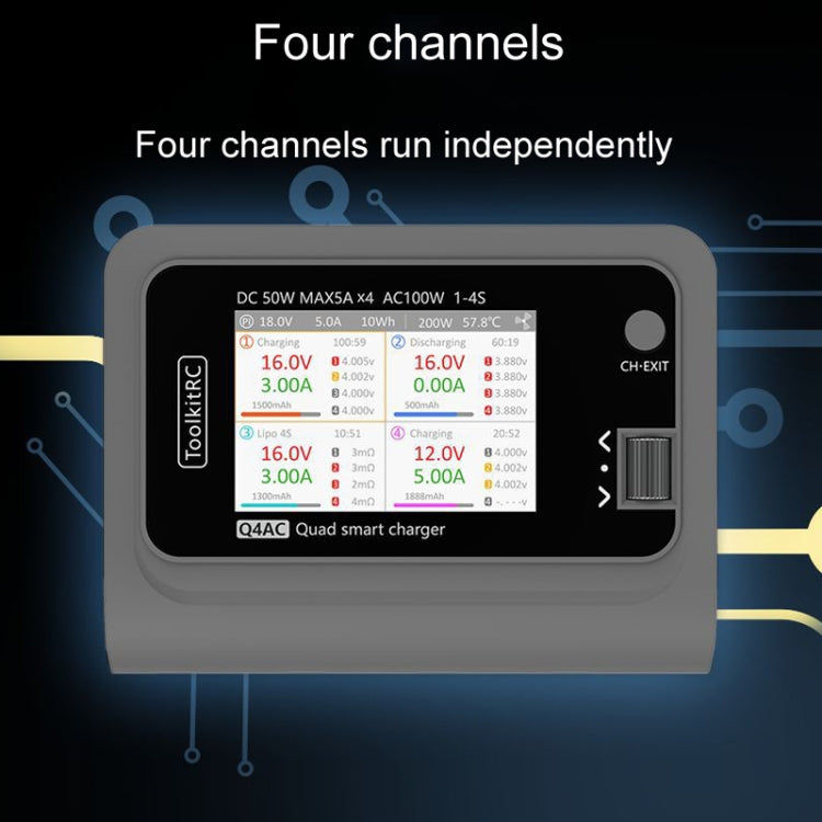 ToolkitRC Q4AC Four-Channel Airplanes And Drones Model Li-Po Battery Balance Charger(EU Plug) - Charger by ToolkitRC | Online Shopping South Africa | PMC Jewellery | Buy Now Pay Later Mobicred