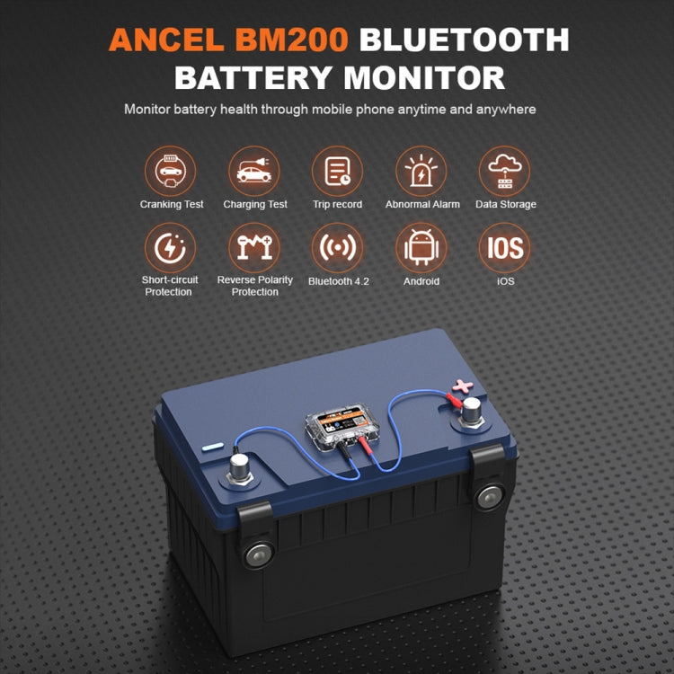 ANCEL BM200 12V Bluetooth 4.2 Car Battery Analysis and Detection Tool Battery Tester - Electronic Test by ANCEL | Online Shopping South Africa | PMC TechLife | Buy Now Pay Later Mobicred