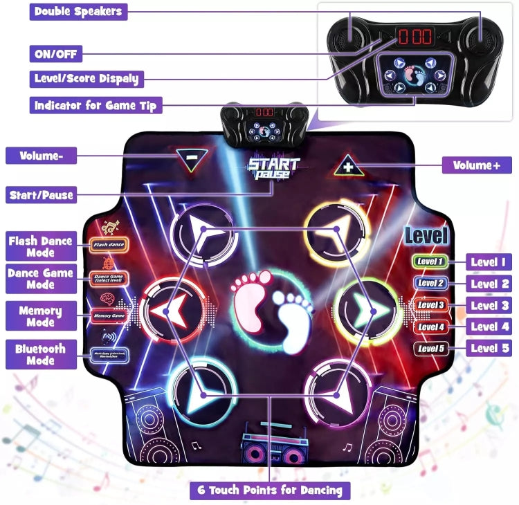 Bluetooth Music Dance Mat 4 Modes Light Up Stepping Floor Mat 100x89cm(5004 Style) - Others by PMC Jewellery | Online Shopping South Africa | PMC Jewellery | Buy Now Pay Later Mobicred