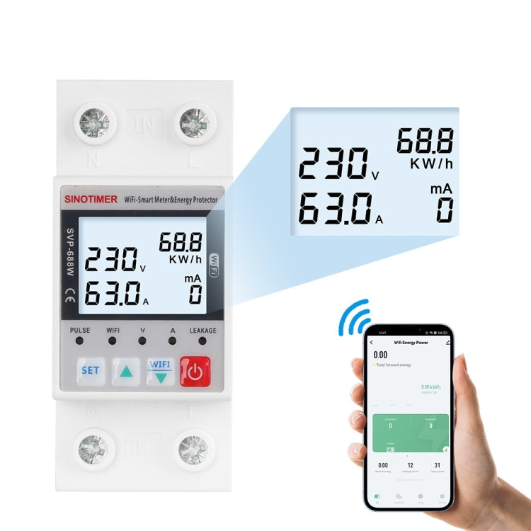 SINOTIMER SVP-688W  TUYA APP WiFi Smart Circuit Breaker Over Under Voltage Protector - Other Tester Tool by SINOTIMER | Online Shopping South Africa | PMC Jewellery | Buy Now Pay Later Mobicred