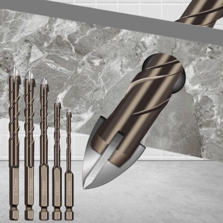 8mm Hexagonal Shank Spiral Flute Cross Alloy Drill Bits Glass Tile Four Edge Drivers - Drill & Drill Bits by PMC TechLife | Online Shopping South Africa | PMC TechLife | Buy Now Pay Later Mobicred