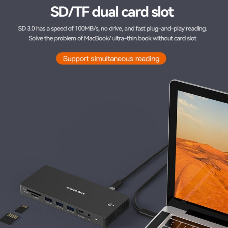 Blueendless 12-In-1 HD Multifunctional Docking Station 10Gbps Splitter With Switch(8K+4K HDMI x 2) - free shipping - PMC Jewellery - Order now!