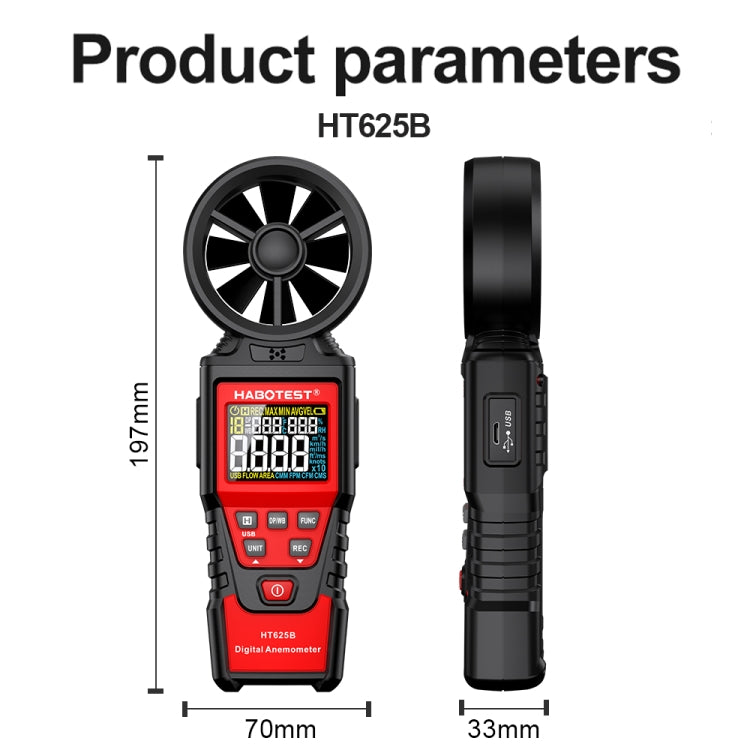HABOTEST Handheld High-Precision Digital Anemometer With USB(HT625B) - free shipping - PMC TechLife - Order now!