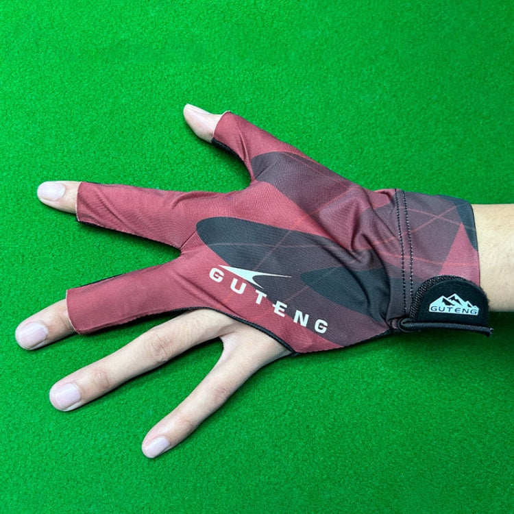 GUTENG Three Finger Thin Breathable Wear-Resistant Non-Slip Snooker Billiard Gloves, Style: Left Hand Half Finger (Printed Black) - Safety Gloves by GUTENG | Online Shopping South Africa | PMC TechLife | Buy Now Pay Later Mobicred
