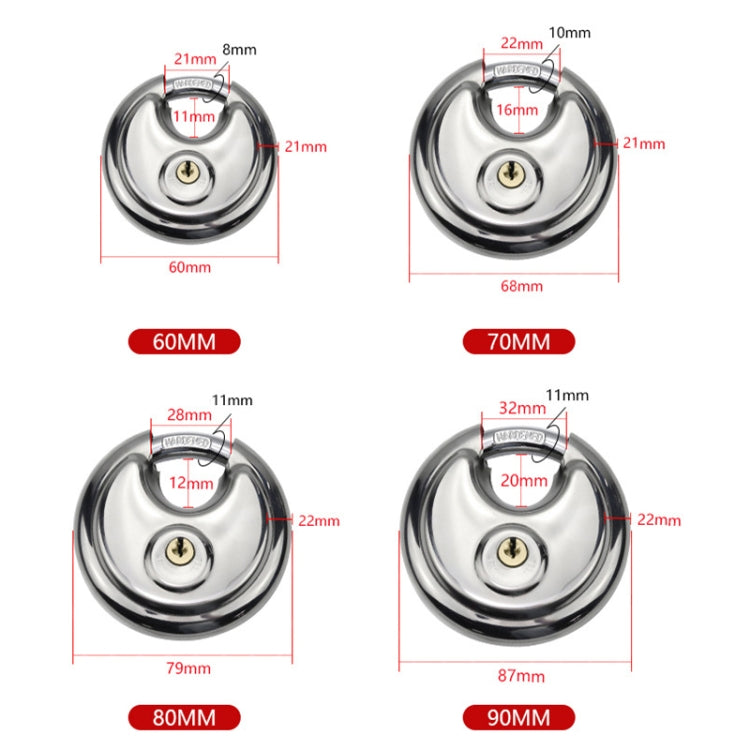 60mm Household Anti-Theft Rust-Proof And Waterproof Pure Copper Core Round Padlock - Padlocks by PMc TechLife | Online Shopping South Africa | PMc TechLife | Buy Now Pay Later Mobicred