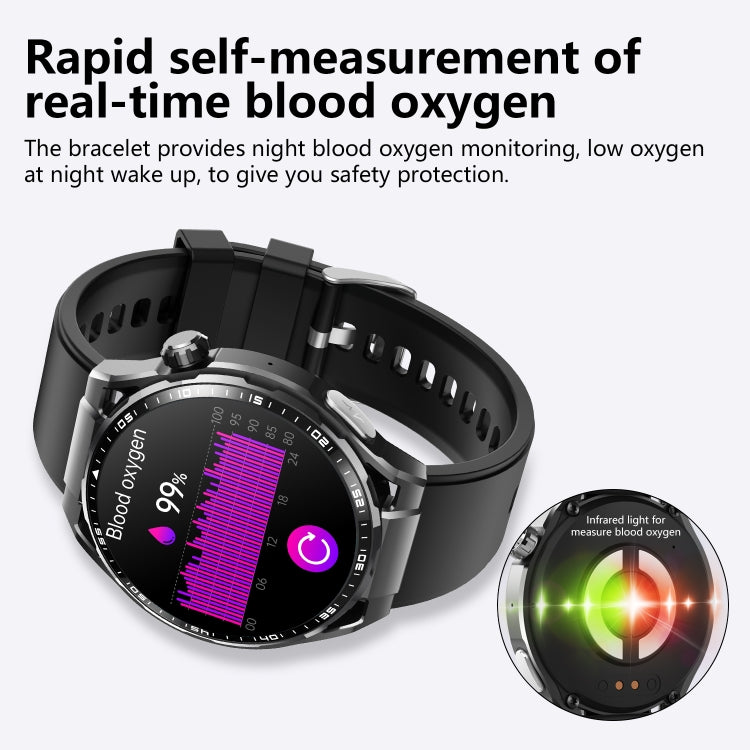 F200 Smart Health Watch ECG Electrocardiogram Blood Sugar Monitoring 1.55 Inch Round Screen, Color: Black 3-Beads Steel - Smart Watches by PMC Jewellery | Online Shopping South Africa | PMC Jewellery | Buy Now Pay Later Mobicred