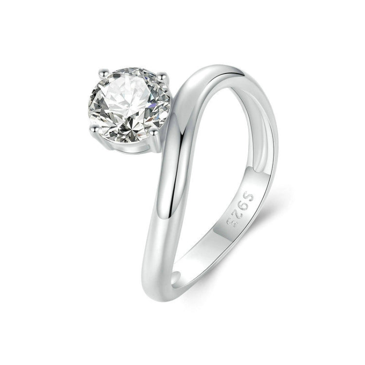 S925 Sterling Silver Platinum Plated 1 Carat Moissanite Engagement Ring(No.7) - Rings by PMC Jewellery | Online Shopping South Africa | PMC Jewellery | Buy Now Pay Later Mobicred