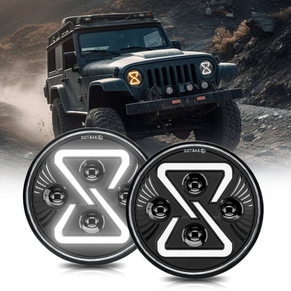 7 Inch 8-shaped Gradient Angel Eye Car Headlights For Wrangler(R15) - LED Headlamps by PMC Jewellery | Online Shopping South Africa | PMC Jewellery | Buy Now Pay Later Mobicred