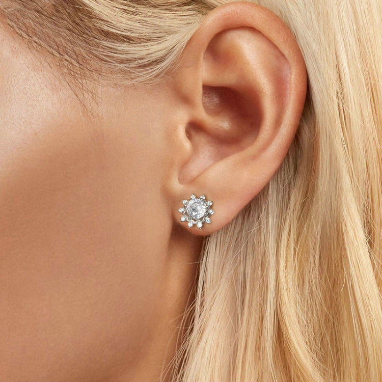 S925 Sterling Silver Plated With White Gold Shining Moissanite Earrings(MSE048) - Stud Earrings & Earrings by PMC Jewellery | Online Shopping South Africa | PMC Jewellery | Buy Now Pay Later Mobicred