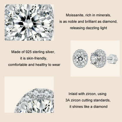 S925 Sterling Silver With White Gold Moissanite Earrings(MSE054) - Stud Earrings & Earrings by PMC Jewellery | Online Shopping South Africa | PMC Jewellery | Buy Now Pay Later Mobicred