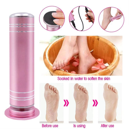 Electric Foot Grinder Calluses Dead Skin Remover With 60pcs Replaceable Sandpaper Discs EU Plug(Pink) - Grinding Tools & Accessories by PMC Jewellery | Online Shopping South Africa | PMC Jewellery | Buy Now Pay Later Mobicred