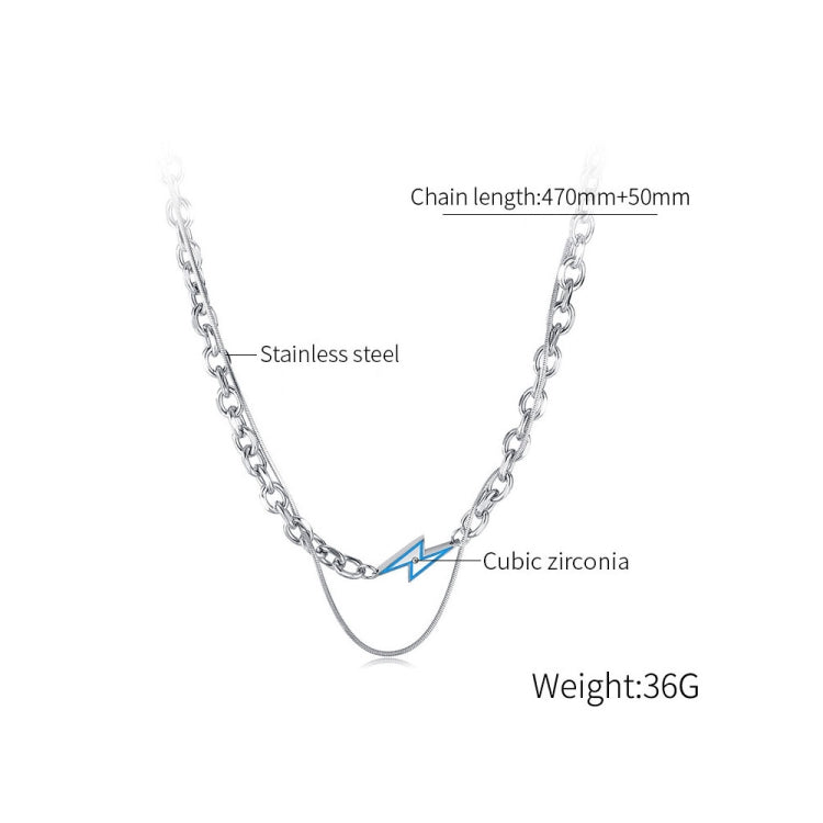 OPK GX2417 Stainless Steel Flash Pendant Double Layered Necklace - Necklaces & Pendants by OPK | Online Shopping South Africa | PMC Jewellery | Buy Now Pay Later Mobicred