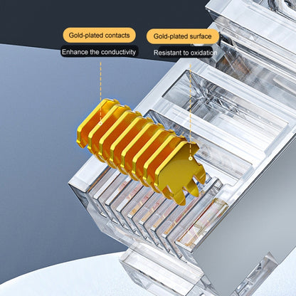 3U 100pcs / Can JINGHUA S688 Gigabit Transport Cabling Extruded Super Cat6 Dual Shield RJ45 8P8C Connector - Lan Cable and Tools by JINGHUA | Online Shopping South Africa | PMC Jewellery | Buy Now Pay Later Mobicred