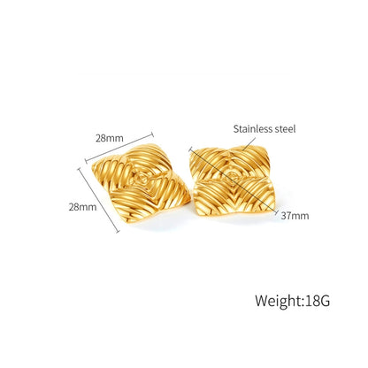 OPK GE939 1pair Vintage Stainless Steel Geometric Stripe Earrings - Stud Earrings & Earrings by OPK | Online Shopping South Africa | PMC Jewellery | Buy Now Pay Later Mobicred