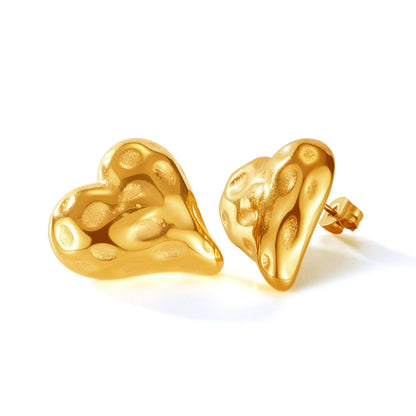 OPK GE937 1pair Stainless Steel Heart Irregular Earrings(Gold) - Stud Earrings & Earrings by OPK | Online Shopping South Africa | PMC Jewellery | Buy Now Pay Later Mobicred