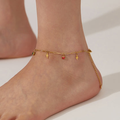 OPK GZ201 Stainless Steel Dopamine Zirconia Flash Small Pendant Anklets(Gold) - Anklets by OPK | Online Shopping South Africa | PMC Jewellery | Buy Now Pay Later Mobicred