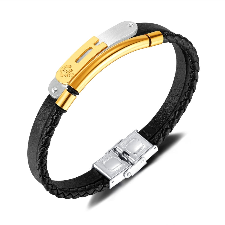 OPK PH1597 Stainless Steel Vintage Anchor Personalized Double Woven Leather Bracelet - Bracelets by OPK | Online Shopping South Africa | PMC Jewellery | Buy Now Pay Later Mobicred