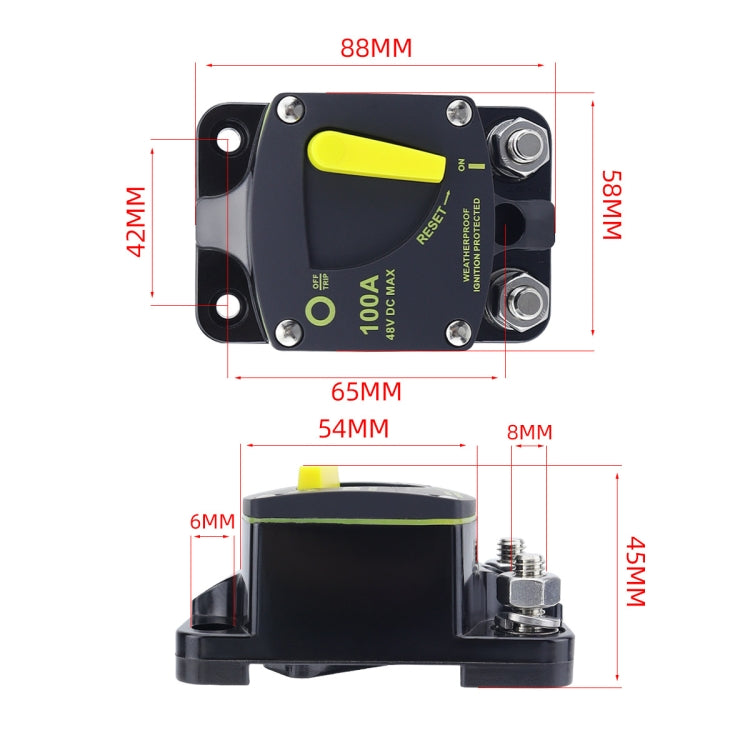 RV Yacht Manual Reset Ignition Protection Fuse Switch With Terminal Accessories, Current: 100A - Fuse by PMC Jewellery | Online Shopping South Africa | PMC Jewellery | Buy Now Pay Later Mobicred