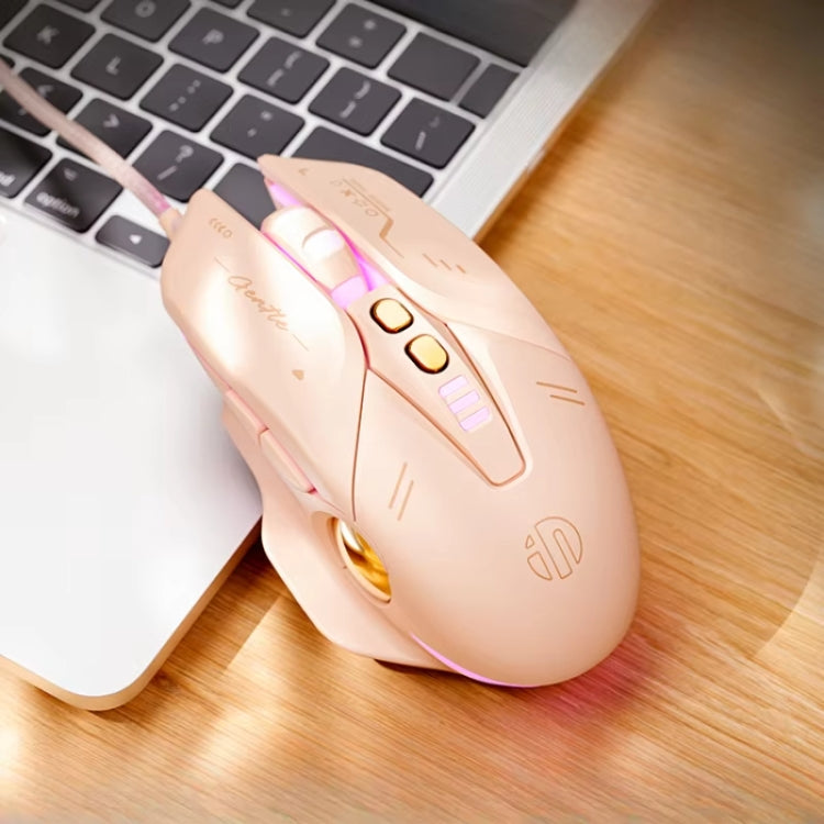 Inphic W8 Upgraded Wired Gaming Mice Macro Definition Light Emitting Mute Computer Mouse(Milk Tea Color) - free shipping - PMC Jewellery - Order now!