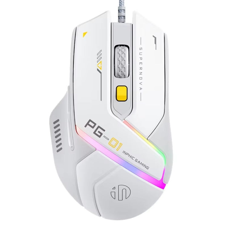 Inphic PG1 RGB Light Emitting Computer Gaming Wired Mouse(White) - free shipping - PMC Jewellery - Order now!