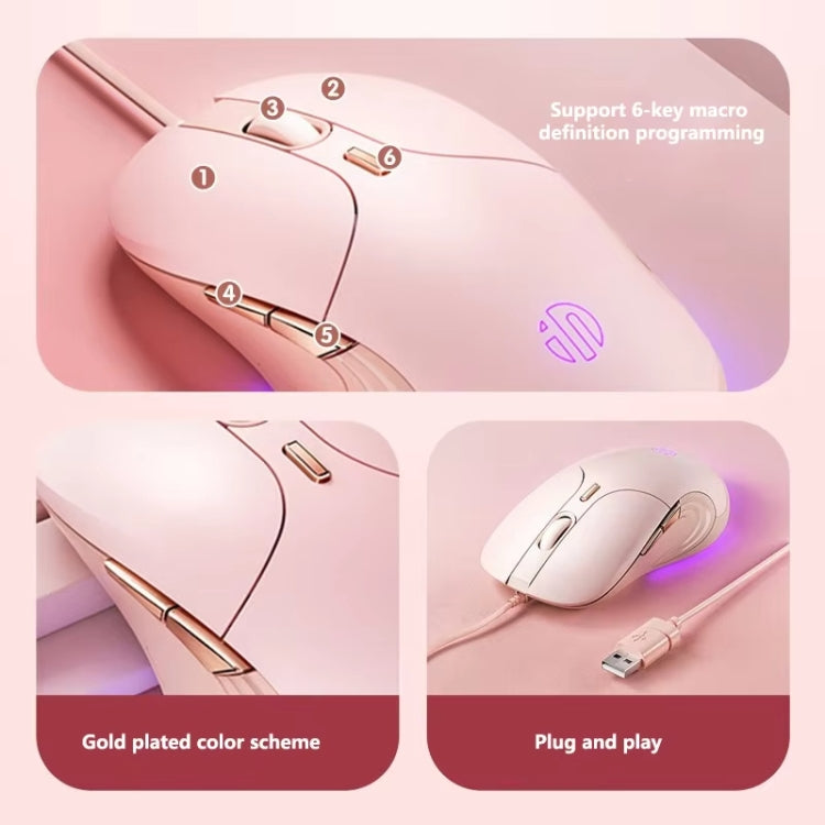 Inphic B8 Mute Light Emitting Wired Mice Home Office Gaming Computer Mouse(Milk Tea Color) - free shipping - PMC Jewellery - Order now!