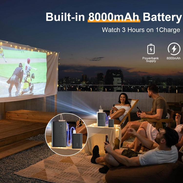 TOUMEI C900 Outdoor Portable Built-In Battery 4K HD Home Music Projector EU Plug(Black) - Mini Projector by TOUMEI | Online Shopping South Africa | PMc TechLife | Buy Now Pay Later Mobicred