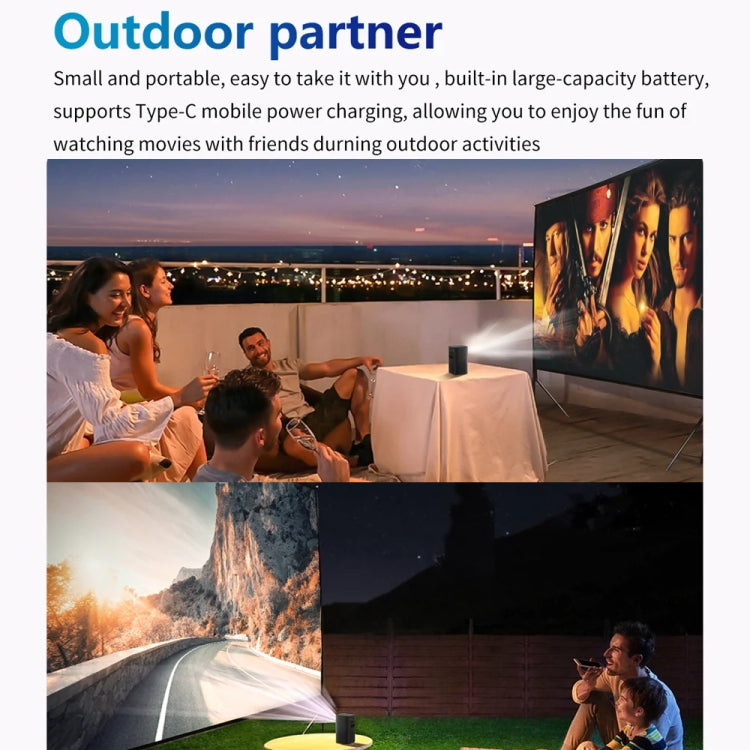 TOUMEI C900 Outdoor Portable Built-In Battery 4K HD Home Music Projector EU Plug(Black) - Mini Projector by TOUMEI | Online Shopping South Africa | PMc TechLife | Buy Now Pay Later Mobicred