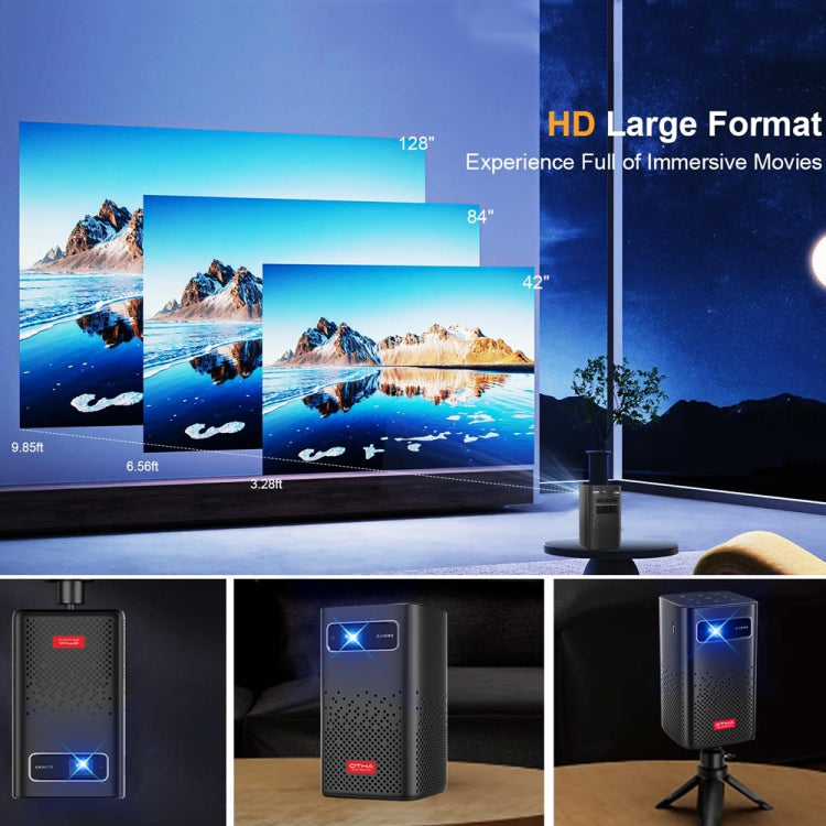 TOUMEI C900 Outdoor Portable Built-In Battery 4K HD Home Music Projector EU Plug(Black) - Mini Projector by TOUMEI | Online Shopping South Africa | PMc TechLife | Buy Now Pay Later Mobicred