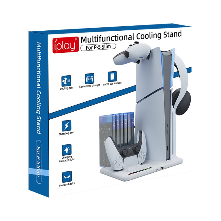 For PS5 Slim iplay Multifunctional Cooling Stand with Dual Controller Charging Station Headset Holder and 6 Game Card Storage - free shipping - PMC Jewellery - Order now!