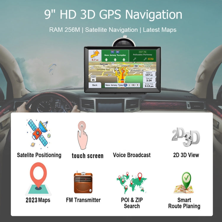 9 Inch 8G/256M Car GPS Navigator With Large Screen Capacitive Bluetooth Map, Area: South America Map - Car MP3 & MP4 & MP5 by PMC Jewellery | Online Shopping South Africa | PMC Jewellery | Buy Now Pay Later Mobicred