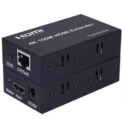 HDMI To RJ45 Single Ethernet Cable 100m Extender 4K HD Cable Signal Amplifier UK Plug(Black) - Amplifier by PMC Jewellery | Online Shopping South Africa | PMC Jewellery | Buy Now Pay Later Mobicred