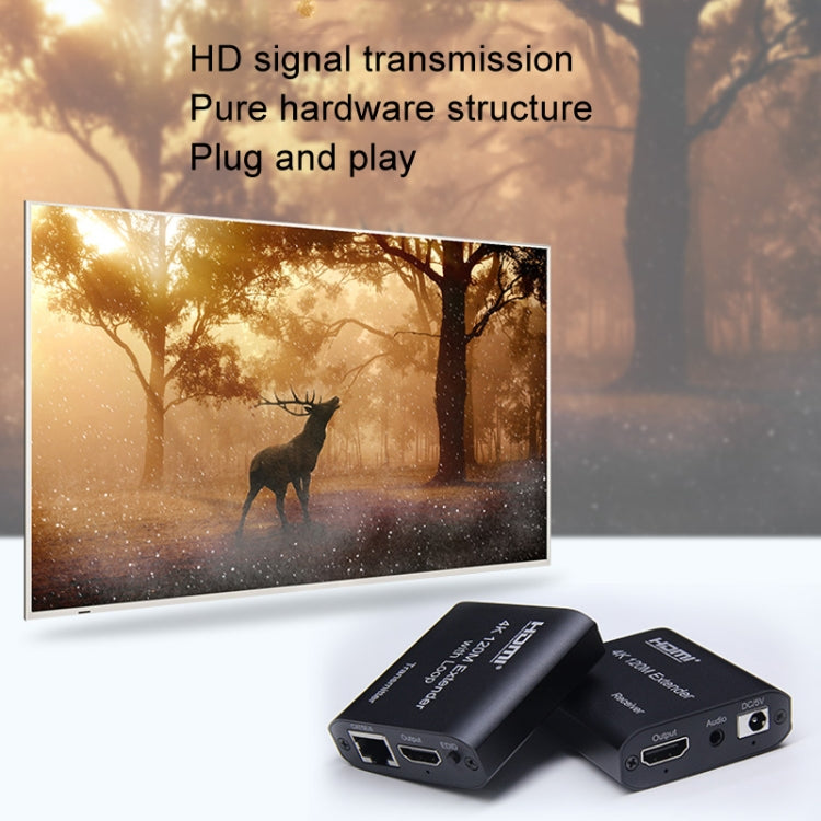 HDMI To RJ45 120m Single Network Cable 4K HD Network Extender, Receiver+Transmitter US Plug(Black) - Amplifier by PMC Jewellery | Online Shopping South Africa | PMC Jewellery | Buy Now Pay Later Mobicred