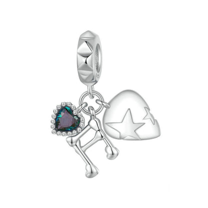 S925 Sterling Silver Platinum Note Shape Beaded Jewelry Pendant(SCC2870) - Jewelry Accessories by PMC Jewellery | Online Shopping South Africa | PMC Jewellery | Buy Now Pay Later Mobicred