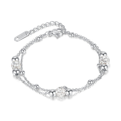 OPK 1249 Double Layer Stacking Simple Round Beads Stainless Steel Bracelet, Color: Steel Color - Bracelets by OPK | Online Shopping South Africa | PMC Jewellery | Buy Now Pay Later Mobicred