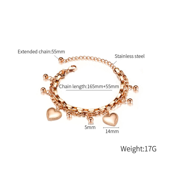 OPK 1038 Multi-layer Stainless Steel Round Bead Love Bracelet, Color: Rose Gold - Bracelets by OPK | Online Shopping South Africa | PMC Jewellery | Buy Now Pay Later Mobicred