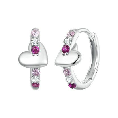 S925 Sterling Silver Platinum-plated Colorful Heart-shaped Earrings(BSE1049) - Stud Earrings & Earrings by PMC Jewellery | Online Shopping South Africa | PMC Jewellery | Buy Now Pay Later Mobicred