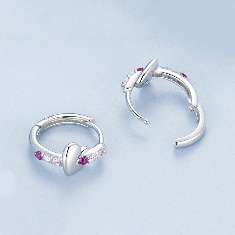 S925 Sterling Silver Platinum-plated Colorful Heart-shaped Earrings(BSE1049) - Stud Earrings & Earrings by PMC Jewellery | Online Shopping South Africa | PMC Jewellery | Buy Now Pay Later Mobicred