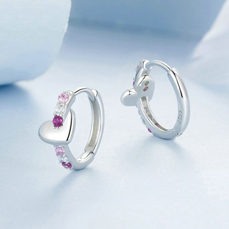 S925 Sterling Silver Platinum-plated Colorful Heart-shaped Earrings(BSE1049) - Stud Earrings & Earrings by PMC Jewellery | Online Shopping South Africa | PMC Jewellery | Buy Now Pay Later Mobicred