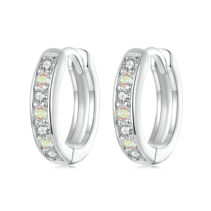 S925 Sterling Silver With Platinum-Plated Colorful Zircon Earrings(BSE1033) - Stud Earrings & Earrings by PMC Jewellery | Online Shopping South Africa | PMC Jewellery | Buy Now Pay Later Mobicred