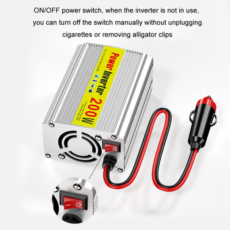 200W Modified Sine Wave Inverter Car Mobile Phone 2.1A Universal Power Supply, Specification: 12 To 220V - Modified Square Wave by PMC Jewellery | Online Shopping South Africa | PMC Jewellery | Buy Now Pay Later Mobicred