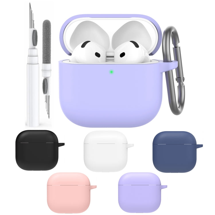 For Airpods 4 AhaStyle WG163 Earphone Drop-Proof Dust-Proof Silicone Protective Case With Cleanning Pen(White) - For AirPods 4 by AhaStyle | Online Shopping South Africa | PMC Jewellery | Buy Now Pay Later Mobicred