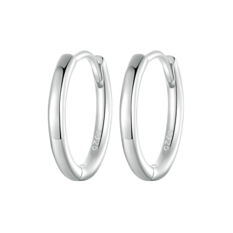 SCE1772 S925 Sterling Silver Platinum-plated Hoop Earrings, Size: M - Stud Earrings & Earrings by PMC Jewellery | Online Shopping South Africa | PMC Jewellery | Buy Now Pay Later Mobicred